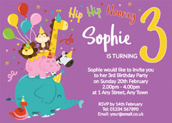 3rd animal birthday party invitations