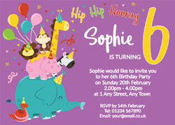 6th animal birthday party invitations