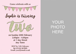 pink 2nd photo party invitations