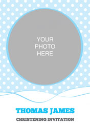blue photo christening invitations