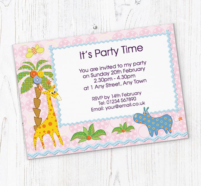 giraffe and hippo invitations