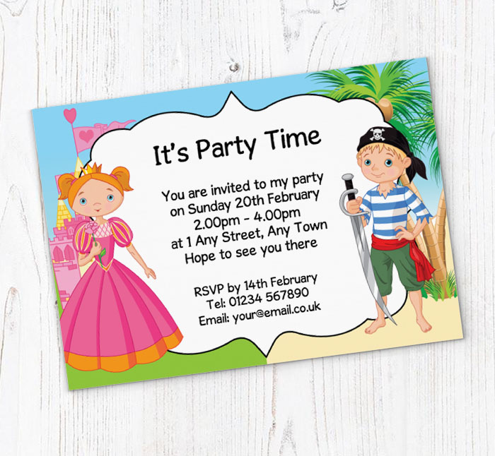 princess and pirate invitations