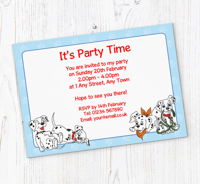 101 dalmatians party invitations