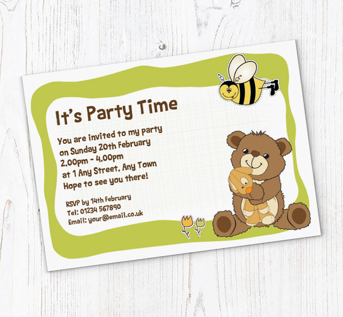 teddy bear and bee invitations