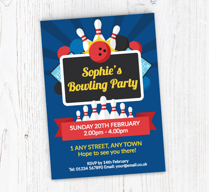 bowling sign party invitations