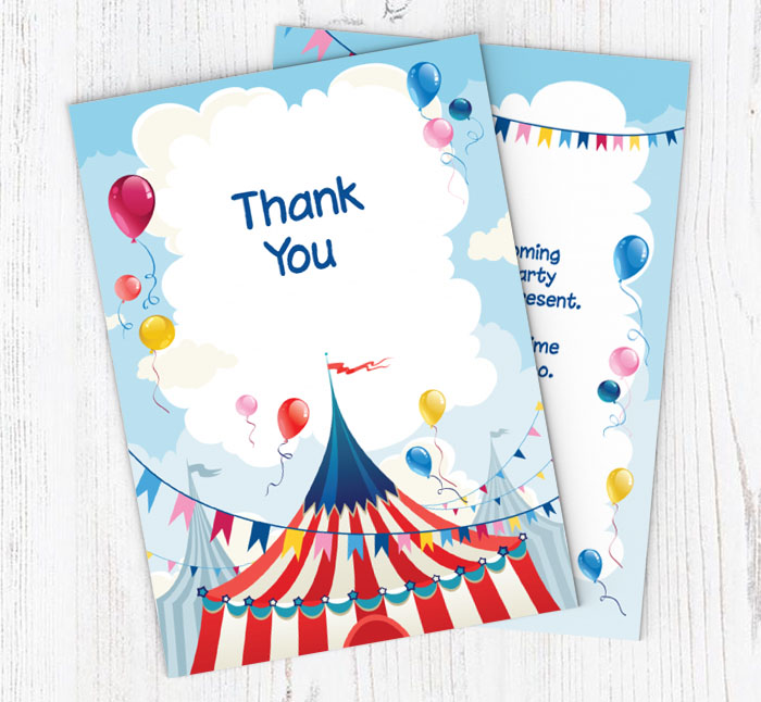 circus top thank you cards