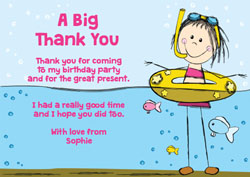 girl swimming with fishes thank you