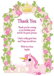 unicorn and roses thank you cards