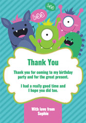 monster bash thank you cards