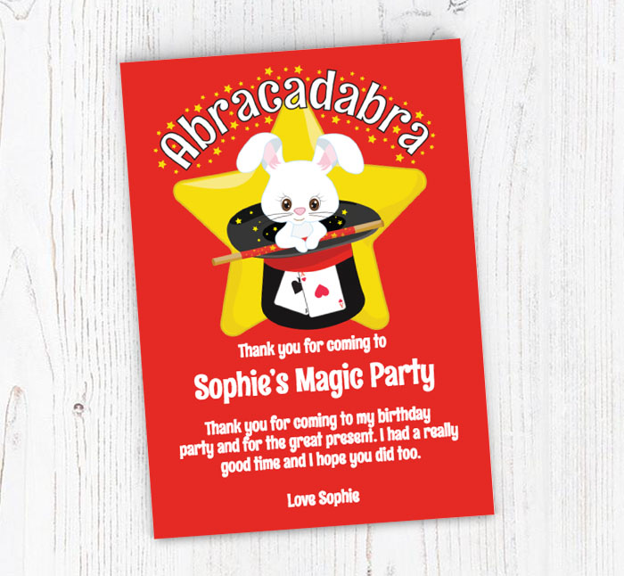 abracadabra party thank you cards