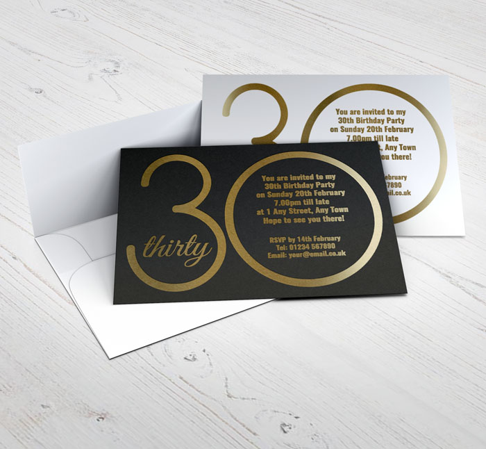 30th gold foil party invitations
