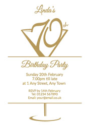gold foil cocktail glass 70th invitations