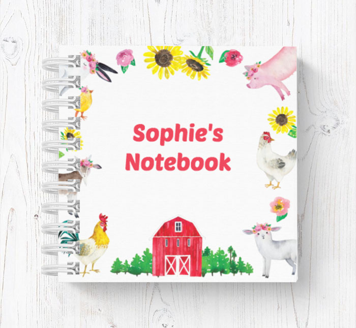 farm animals mini notebook