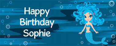 blue mermaid party banner