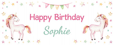 watercolour unicorn party banner