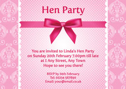 pink bow hen party invitations