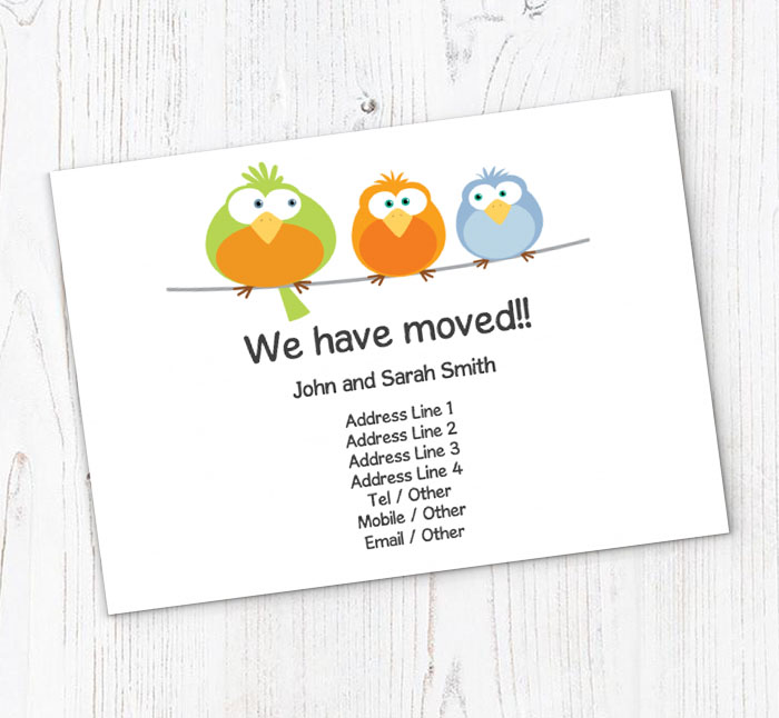 birds on a wire moving cards