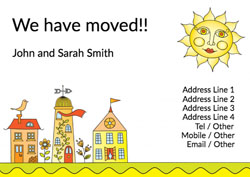 sunny houses moving cards