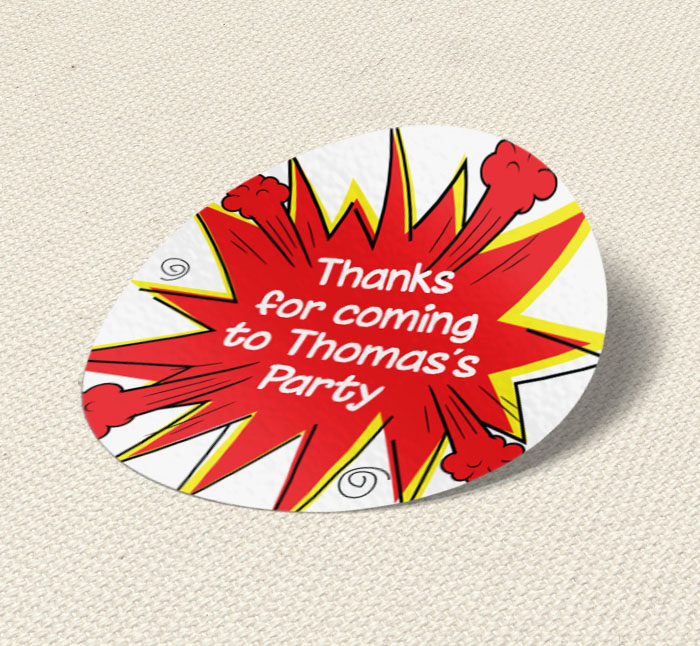 comic burst party stickers