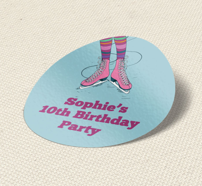 retro ice skates party stickers