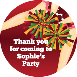 cheerleading pom poms party stickers