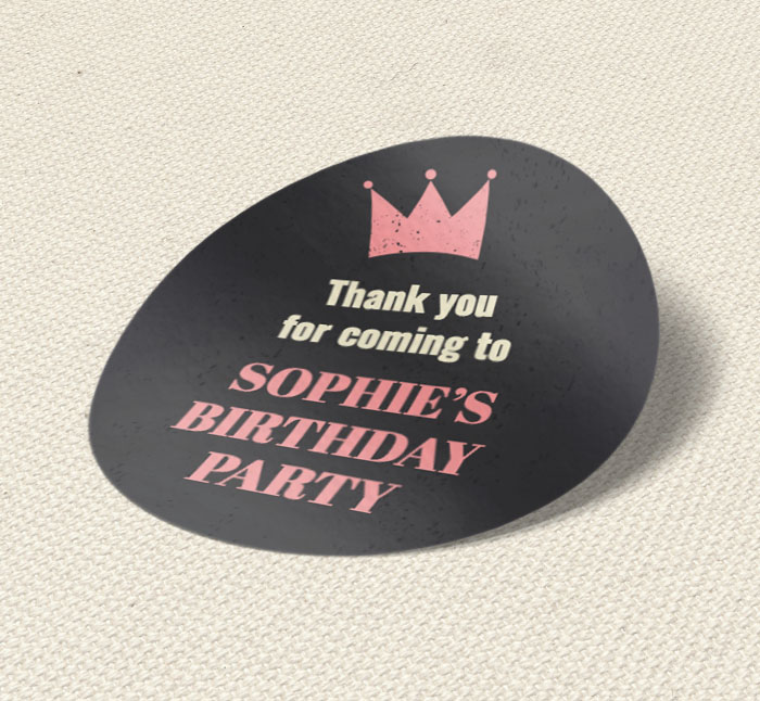 chalkboard with crown party stickers