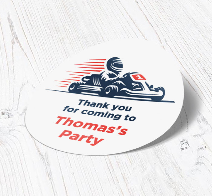 go kart racer party stickers
