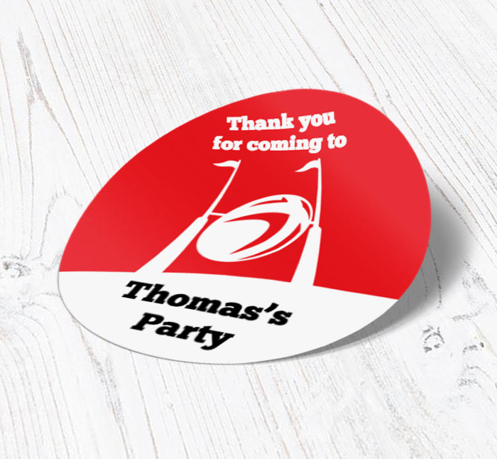 red rugby party stickers