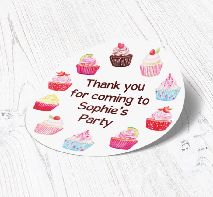 yummy cupcake party stickers