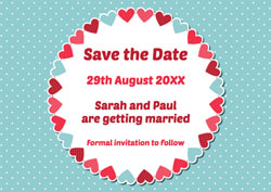 circle of hearts save the date cards