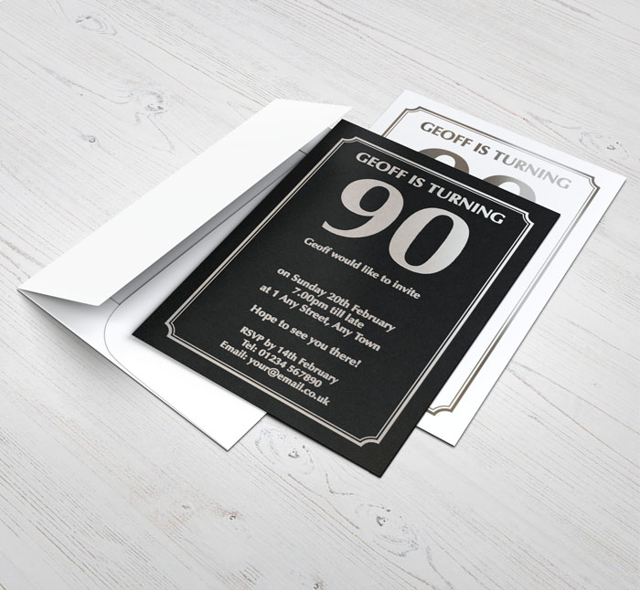 silver foil border party invitations