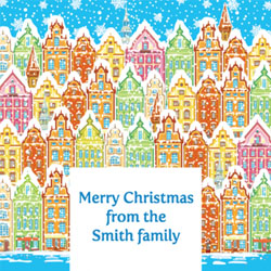 snowy town christmas card