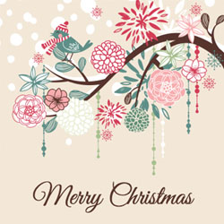 robin in tree christmas card