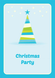 blue christmas tree party invitations