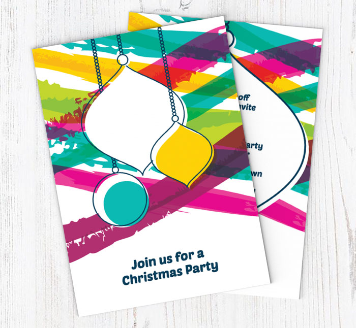 watercolour baubles invitations