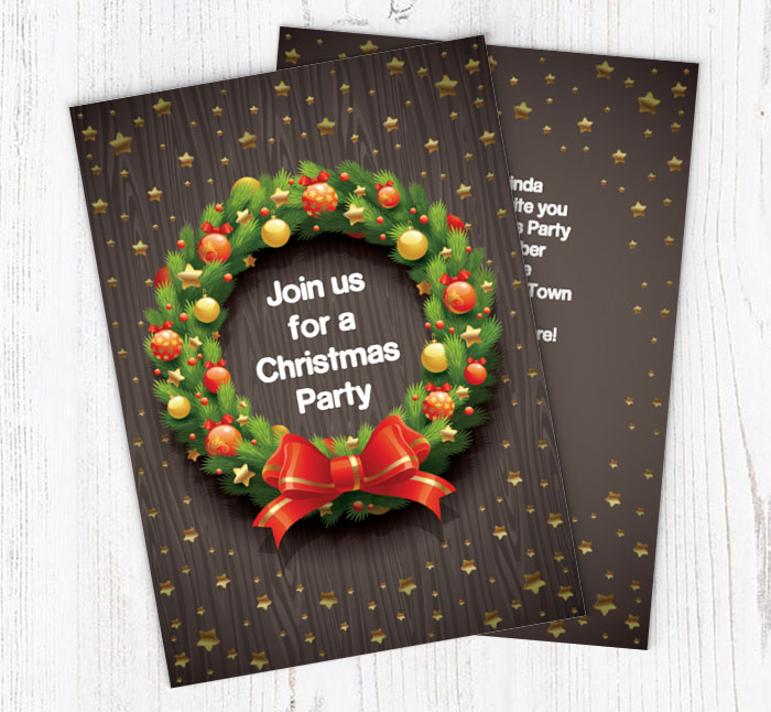 wreath party invitations