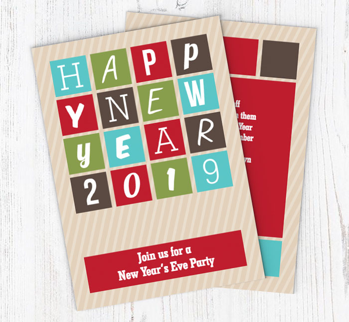 new year squares party invitations