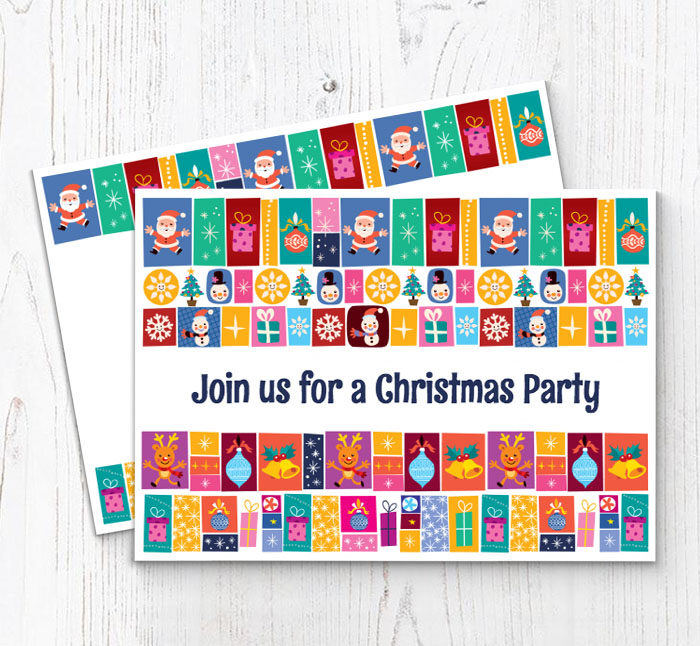 christmas squares party invitations