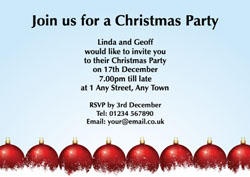 red baubles party invitations