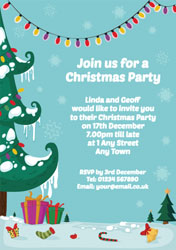 xmas tree and lights invitations