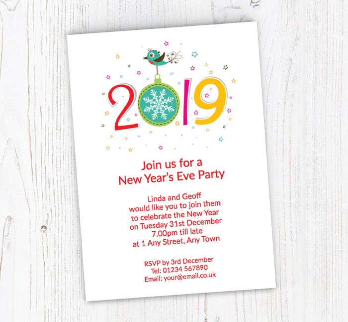 new year bird party invitations