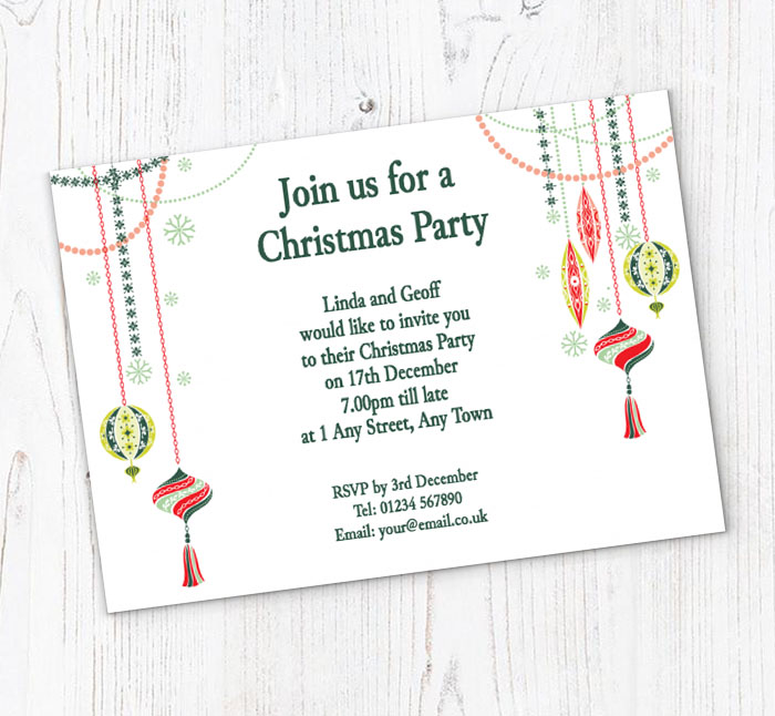 christmas beads party invitations