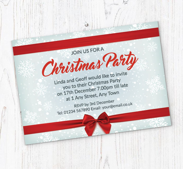 red ribbon party invitations